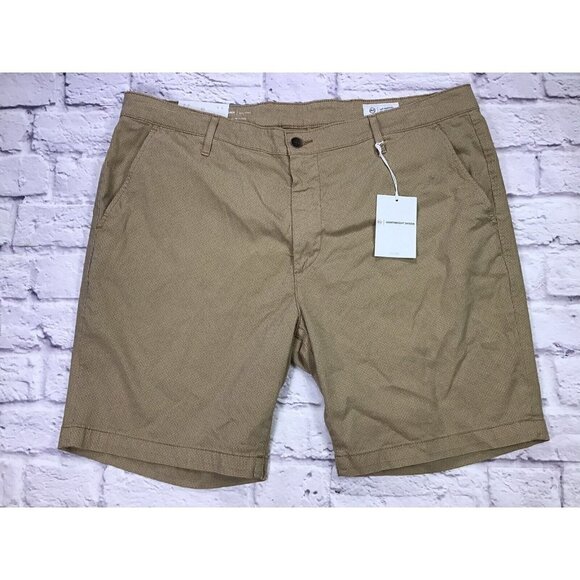 AG Adriano Goldschmied Wanderer Shorts 40 Lightweight Sateen Tan Geo Pattern